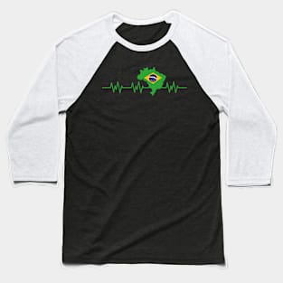 Brazil Heartbeat Flag Pulse Brazilian Baseball T-Shirt